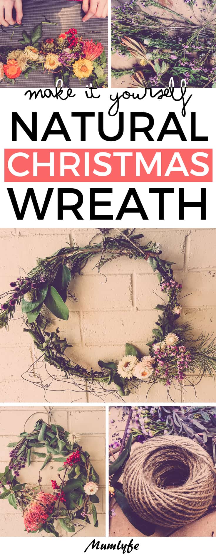 DIY Christmas wreath - all natural, gorgeous and easy #Christmas #wrreath #Christmaswreath #diy #Christmascrafts #craft