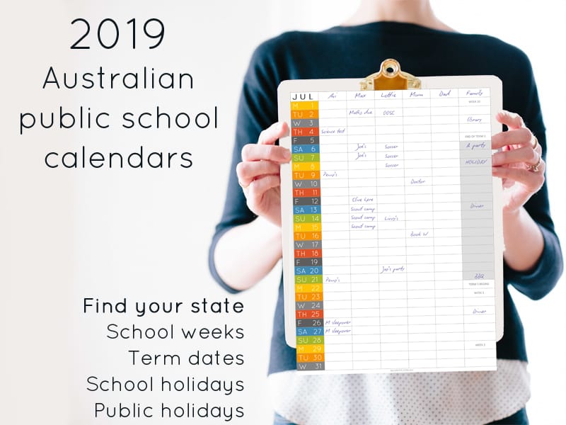 2019 Australian public school calendar - find your state