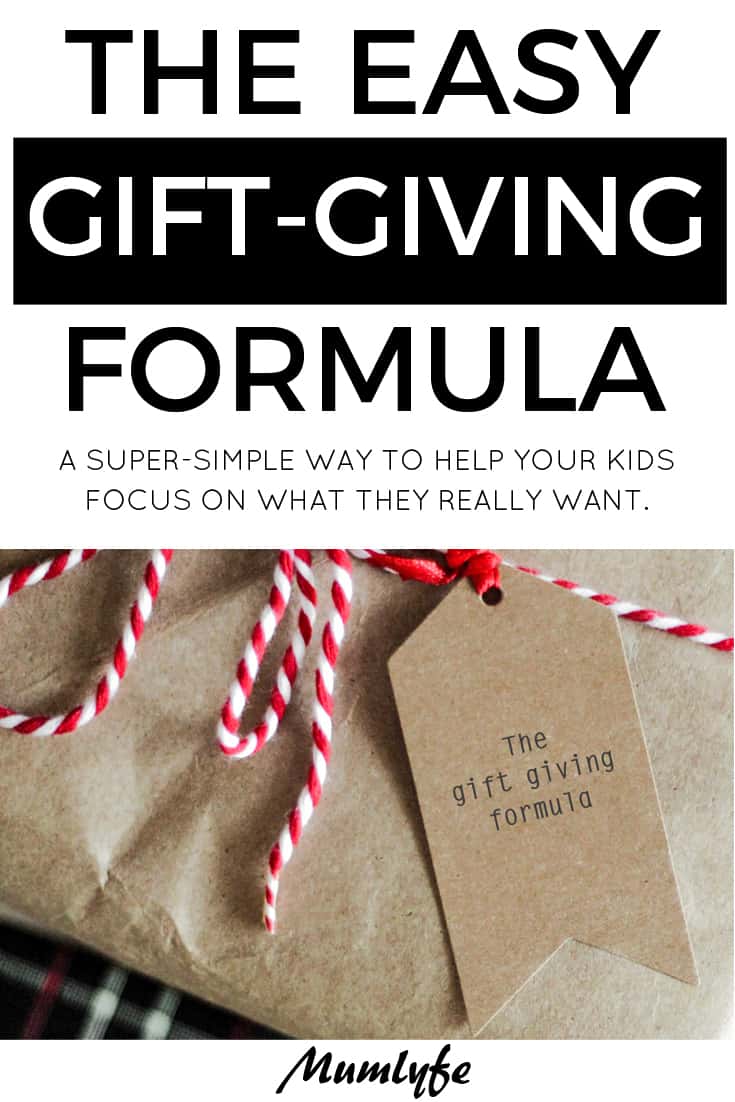 The gift giving formula - a simple way to help kids focus on what really matters #christmas #birthday #gifts #familylife