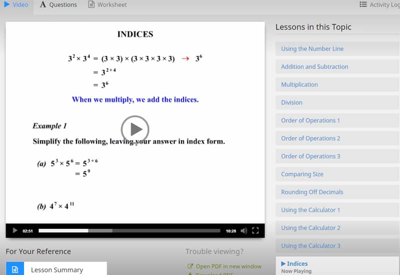 MathsOnline reviews - Clear video tutorials