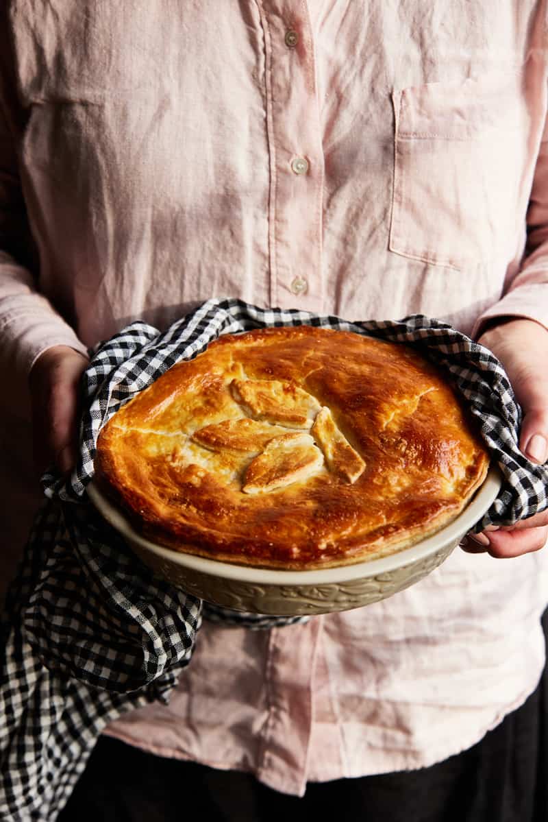 Chicken stroganoff double-crust pie from Sally Wise