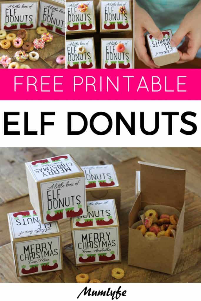 Elf donuts free printable labels for an easy merry Christmas gift