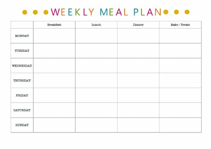cheat sheet meal planning