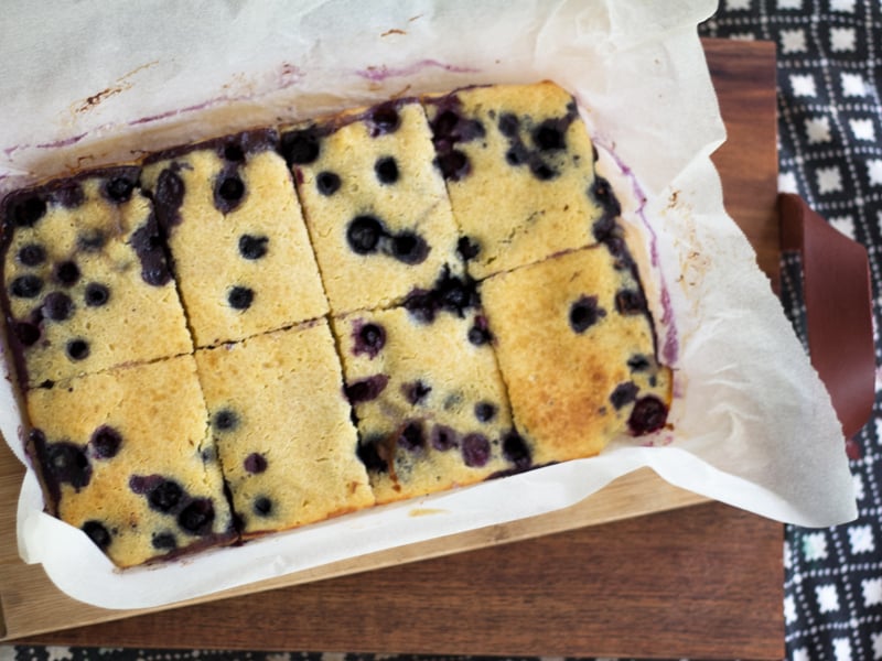 Blueberry pancake sheet cake – bulk pancakes made easy