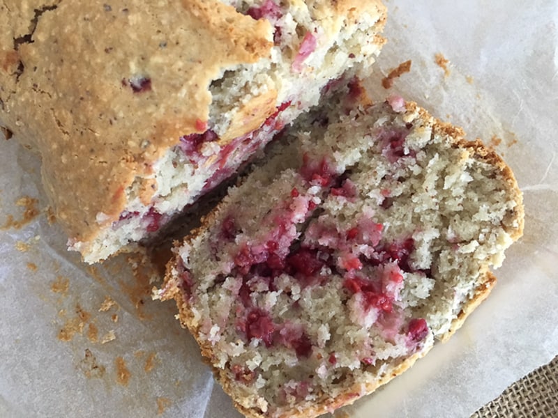 No-dairy raspberry and coconut loaf