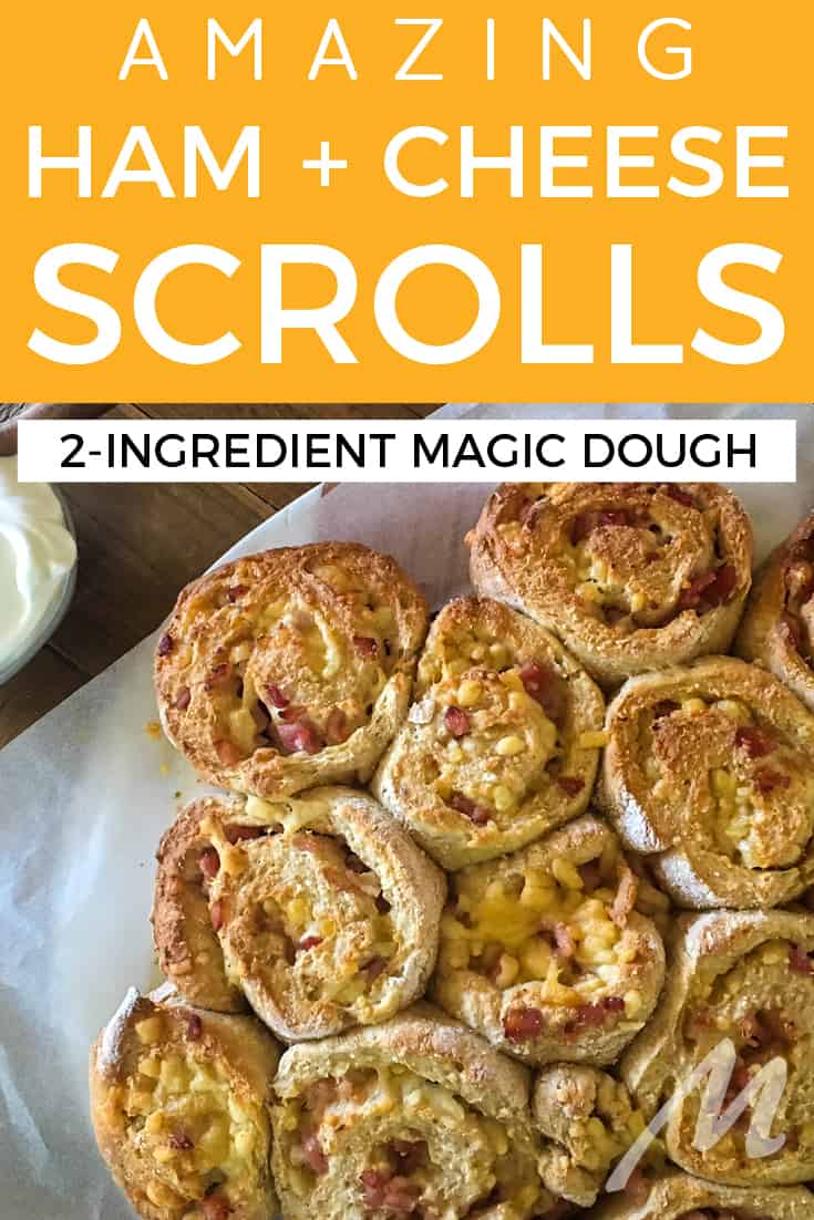 Quick ham and cheese scrolls - made with 2-ingredient dough