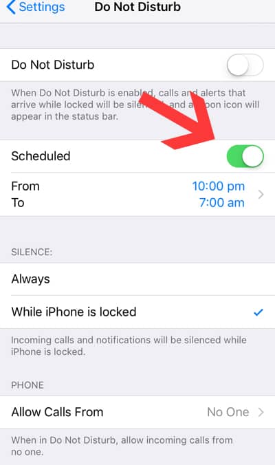 Turn off phone notifications - Do Not Disturb