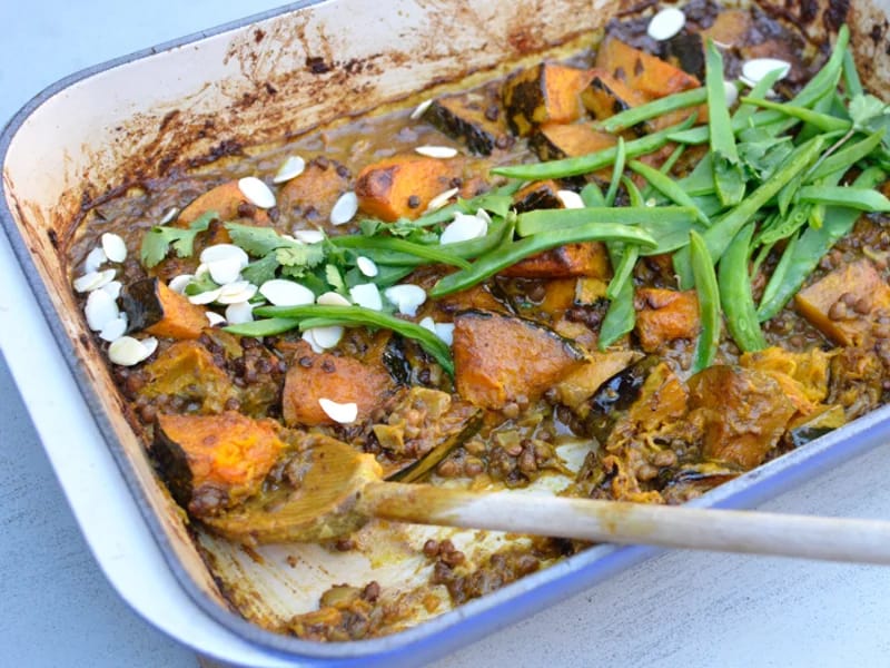 Tray bakes that are healthy: Pumpkin curry