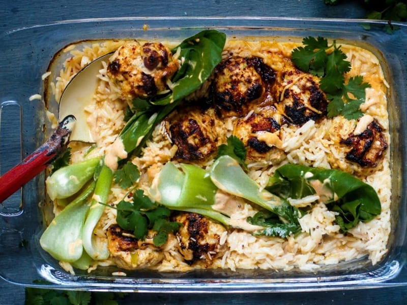Tray bakes that are delightful: chicken meatballs