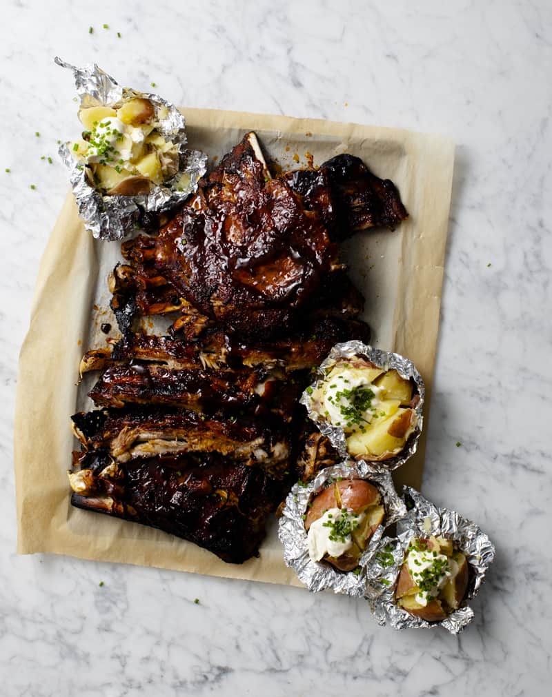 Don't miss this sticky ribs and foil spuds dinner