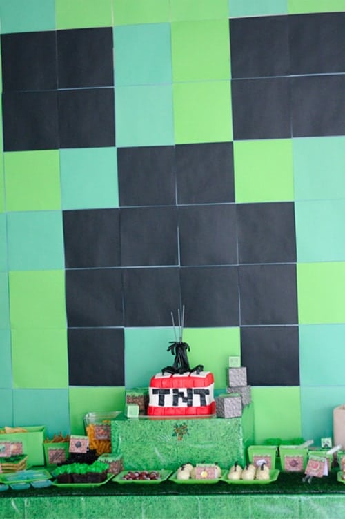 Budget Minecraft party decorations - wall banner