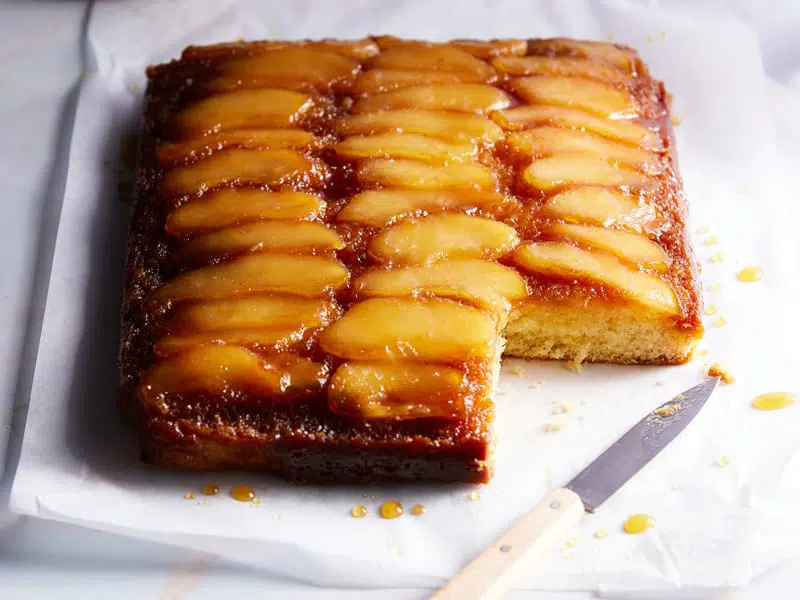 Sally Wise’s honey caramel topsy turvy pear cake recipe