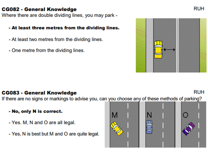 General knowledge questions on NSW learner drivers test